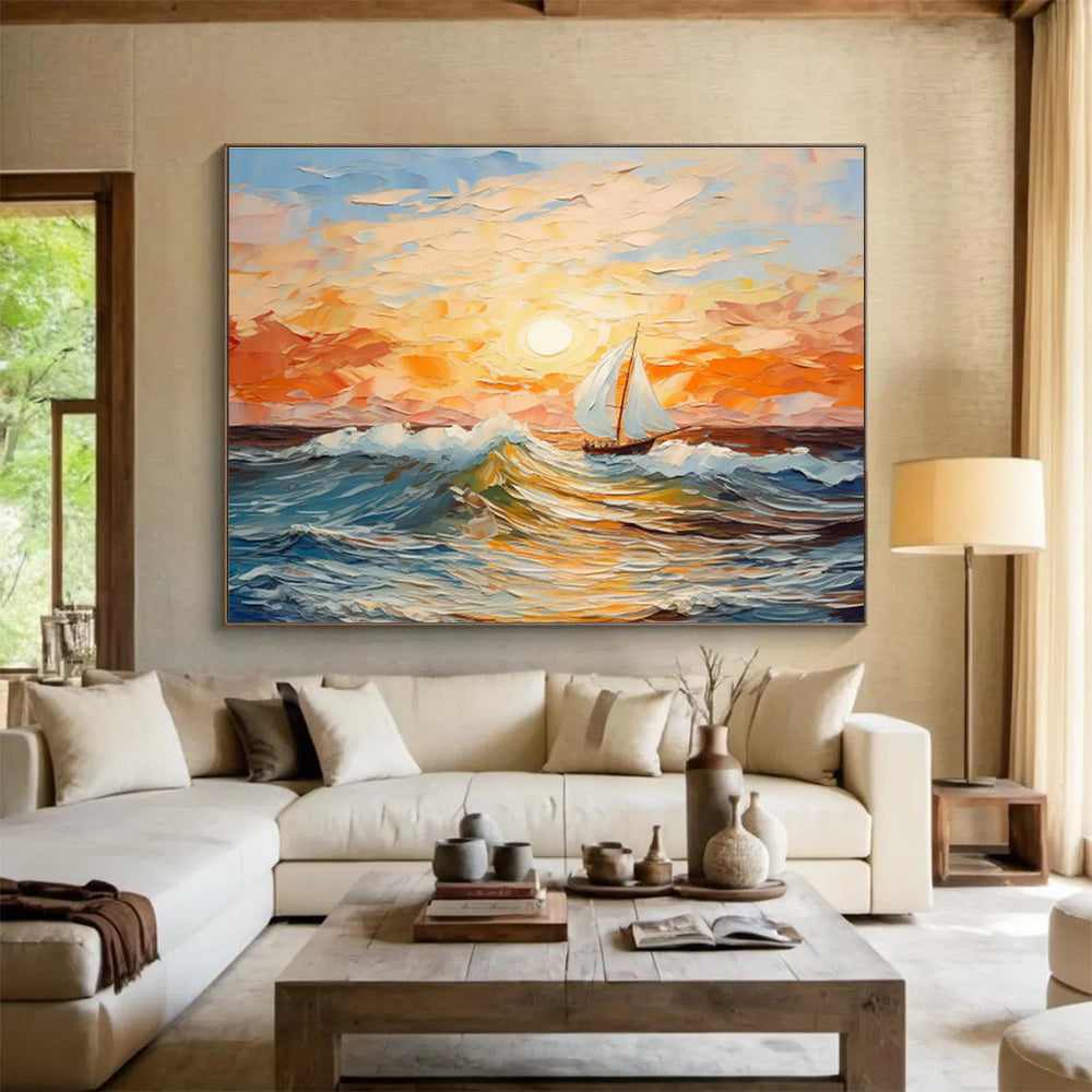 evening coastal abstract canvas design 3